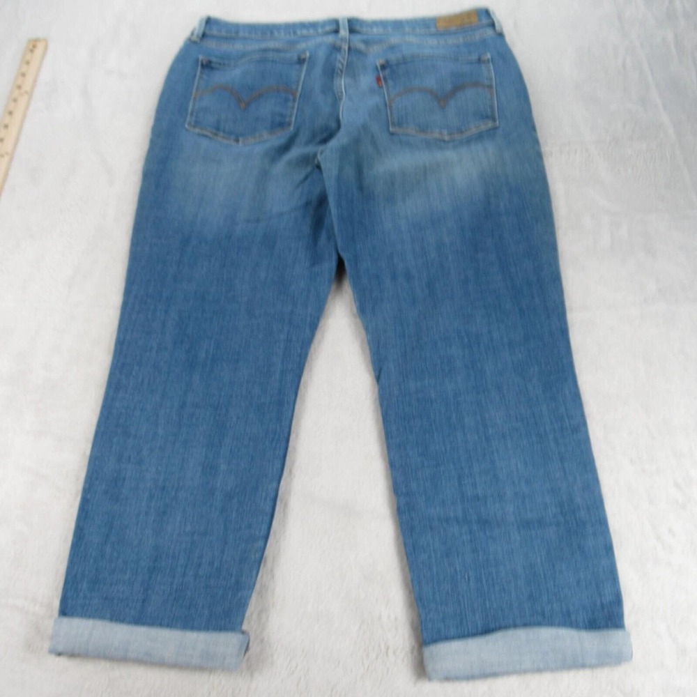 Levis Jeans Womens 14 Medium Wash‎ 32 Denim 5 Pocket Cuffed Hem Mid Rise Skinny
